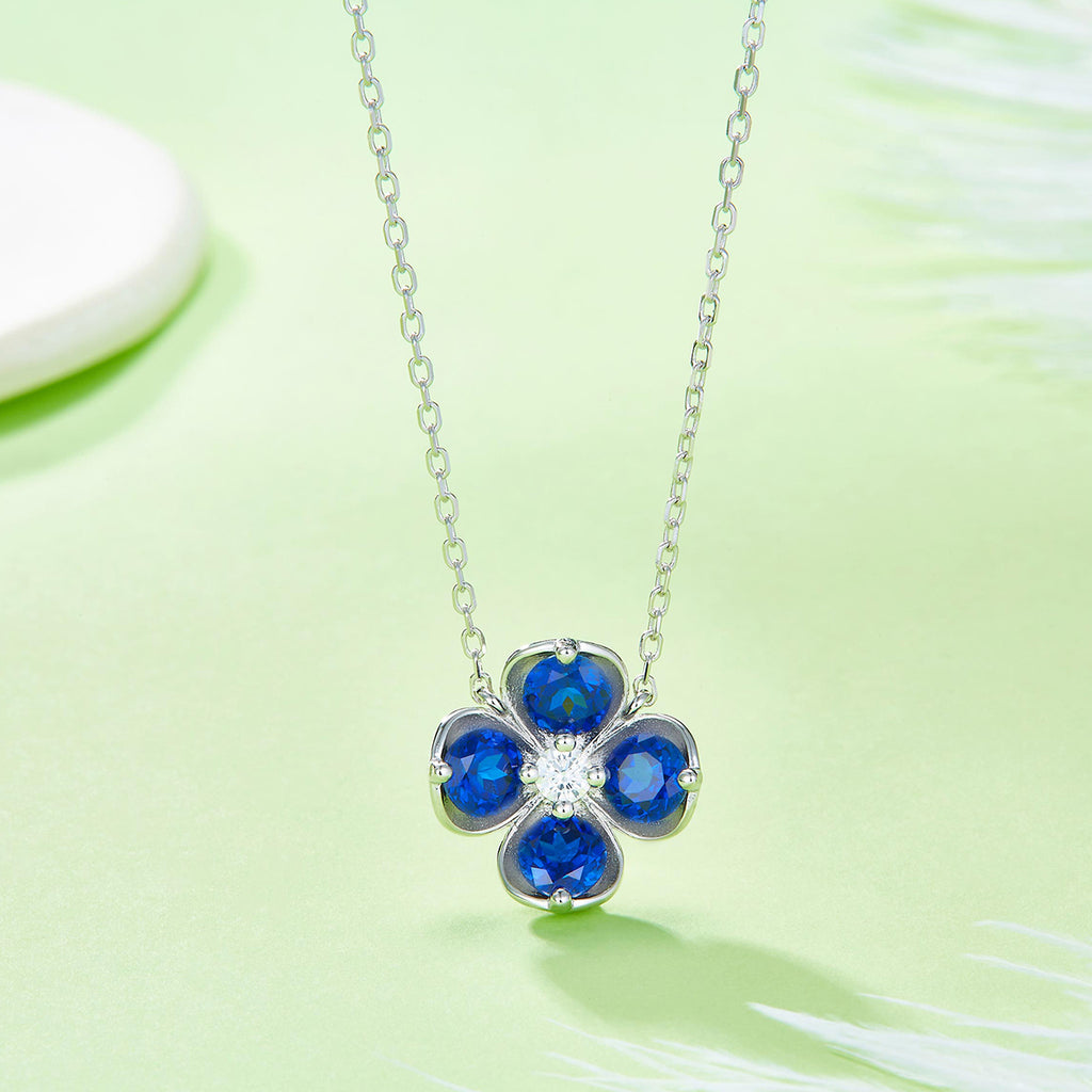 Edelstein-Kleeblatt «Rubin & Saphir» · 925 Silber