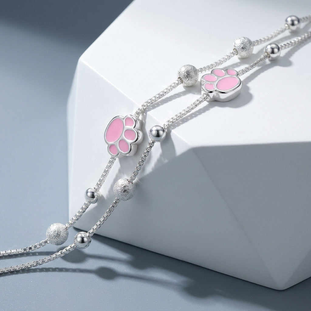 Katzenpfoten-Armband aus 925 Sterling Silber