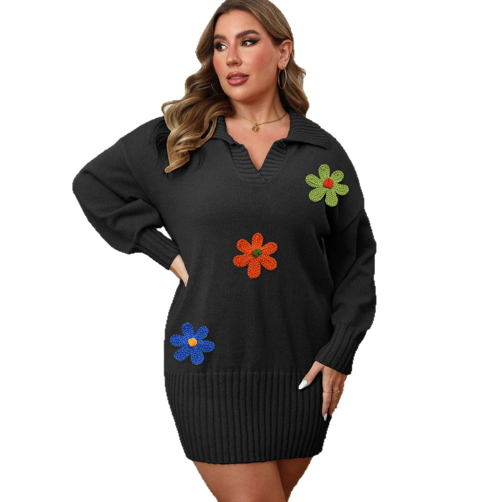 Polo-Rollkragen Bodycon Strickkleid