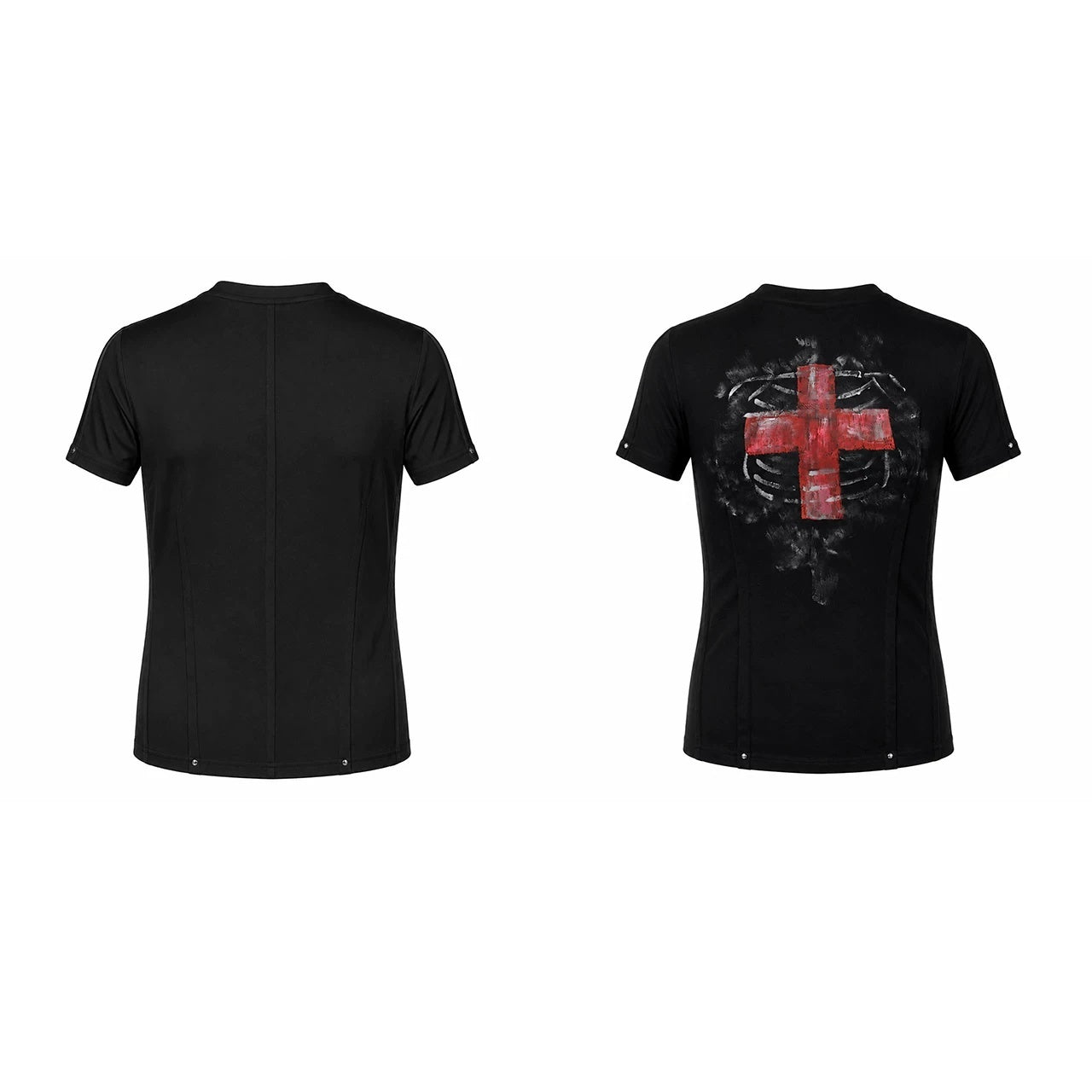 Distressed Slim Fit T-Shirt mit Kreuz-Print
