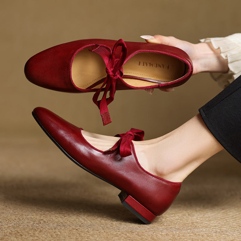 Vintage-Leder-Schuhe mit Blockabsatz – Bild 1 | LuxeStyle