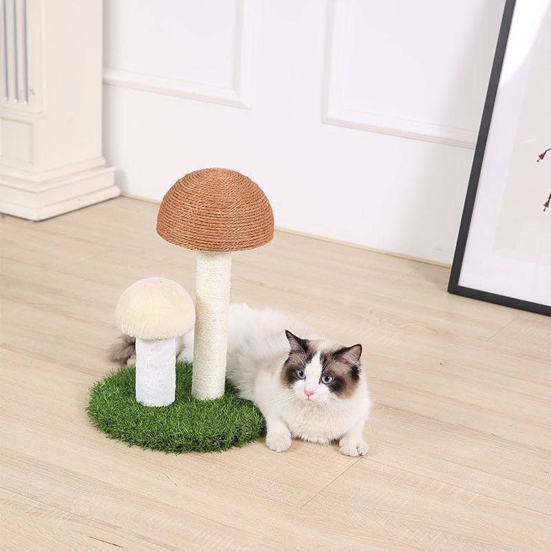 Pilz-Kratzbaum aus Naturleinen für Katzen