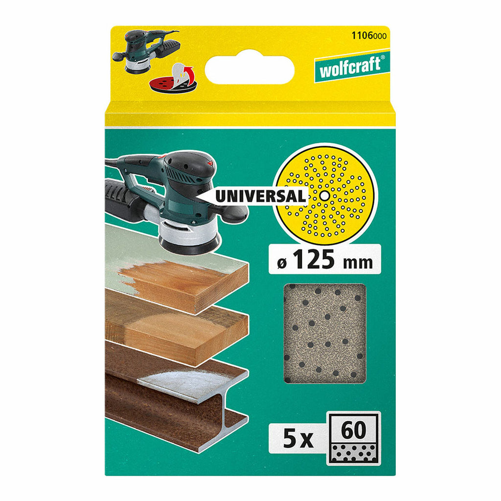 Multiloch-Schleifscheibe für Exzenterschleifer Wolfcraft Ø 125 mm 60 g