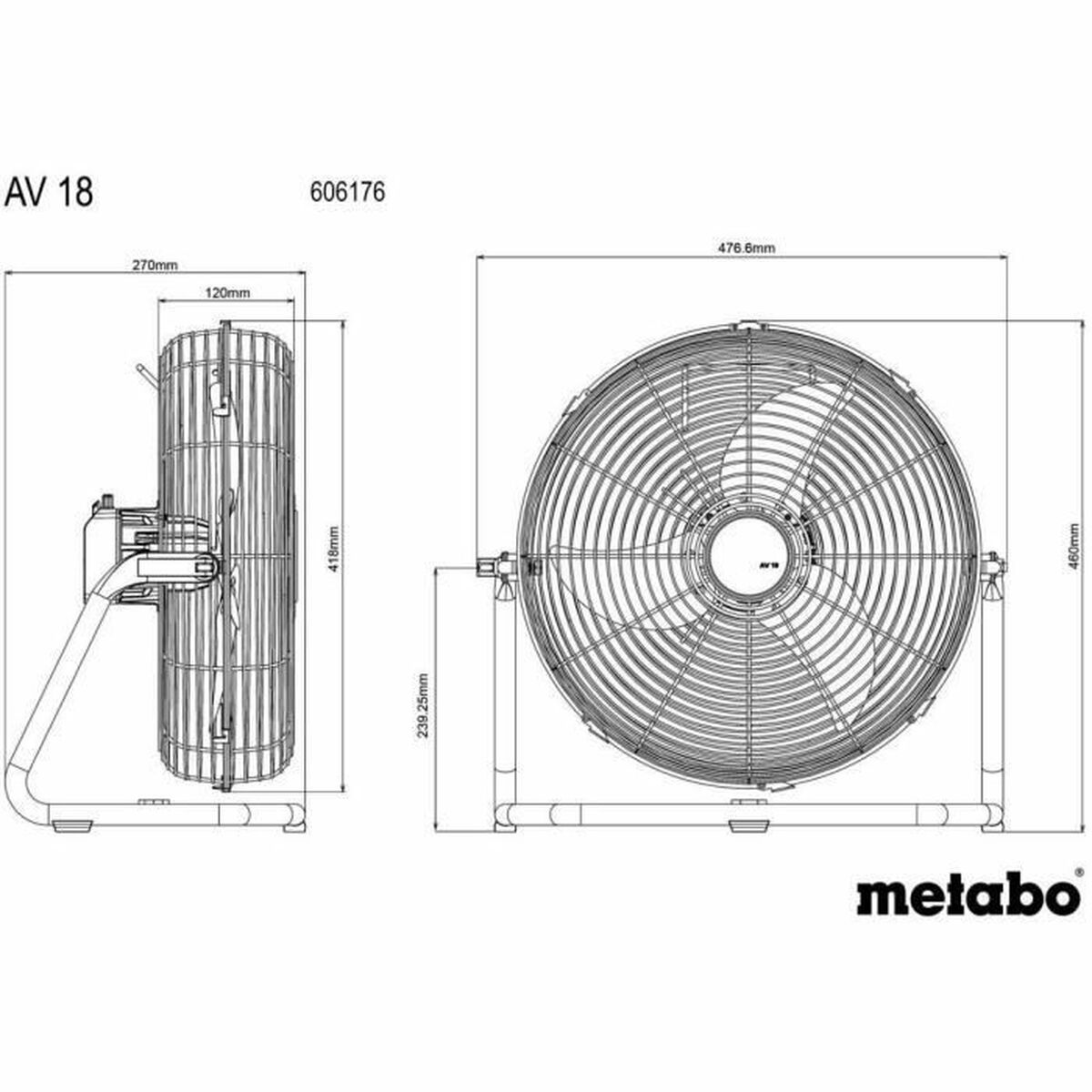 Bodenventilator Metabo AV 18 Weiss