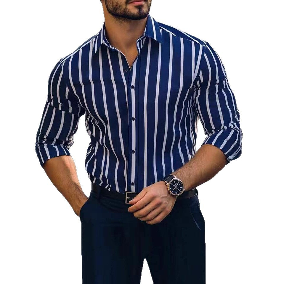 Gestreiftes Langarmshirt mit Stretch für Herren – Bild 8 | LuxeStyle