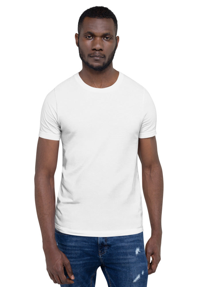 Weißes Unisex-T-Shirt (Bella+Canvas 3001) – dein Motiv wird aufgedruckt