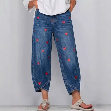 Herz-Jeans, gewaschen