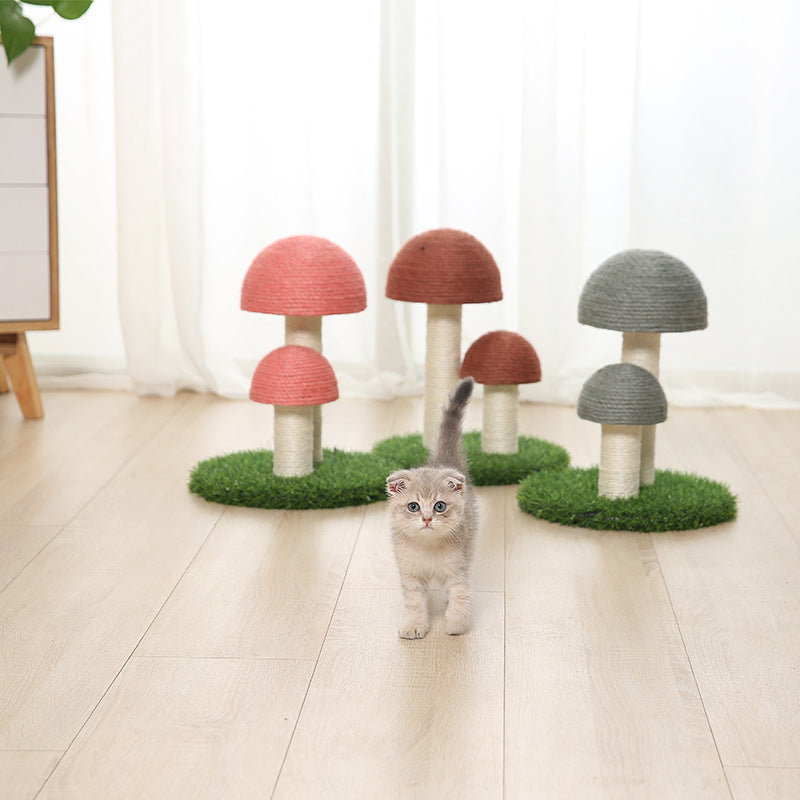 Pilz Kratzbaum aus Leinen für Katzen