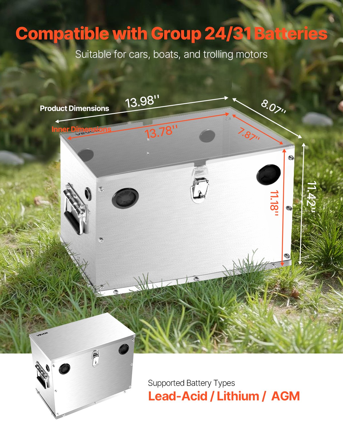Batteriebox Gruppe 24/31 Edelstahl
