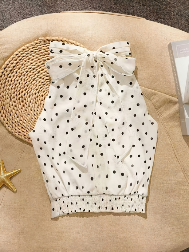 Gepunktetes Chiffon Halterneck Top