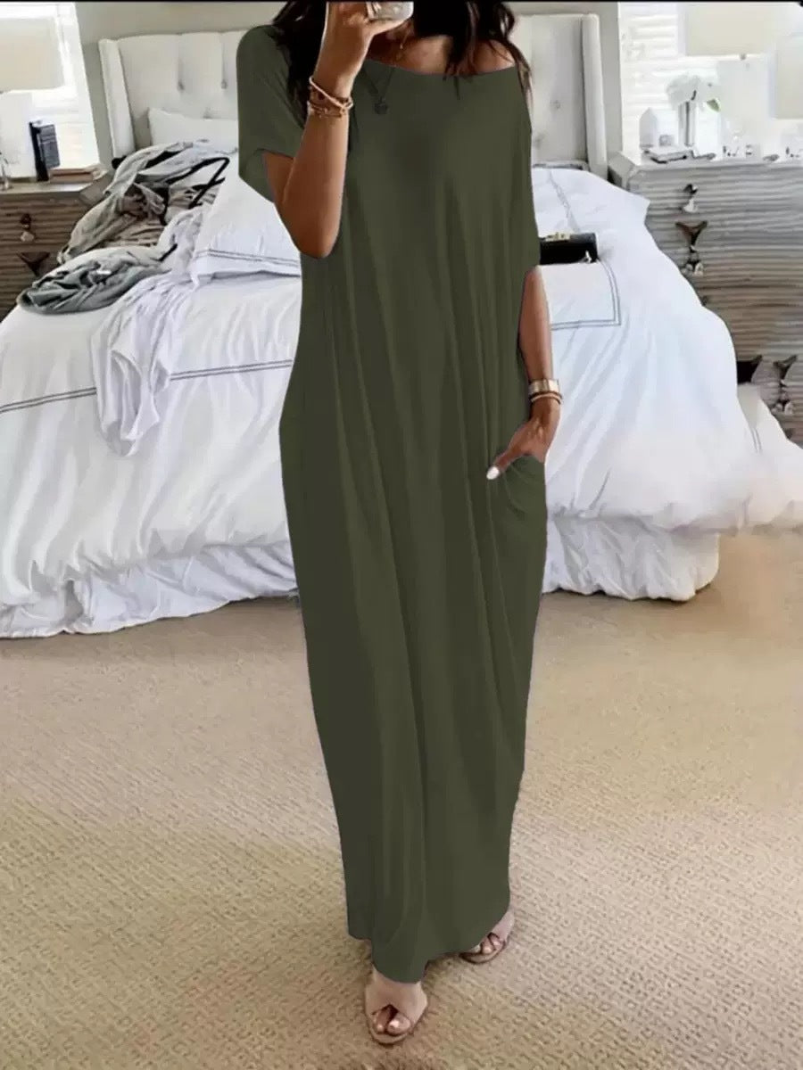Elegantes Maxikleid mit kurzen Ärmeln – Bild 14 | LuxeStyle
