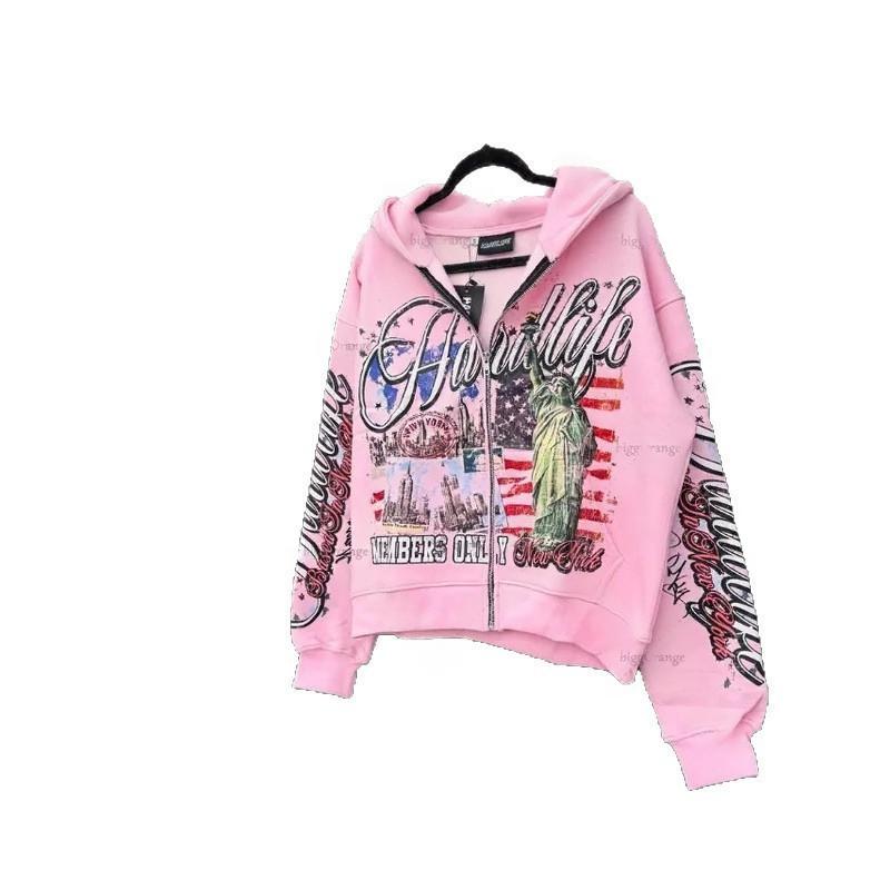 Retro Letter-Print Strickjacke mit Kapuze