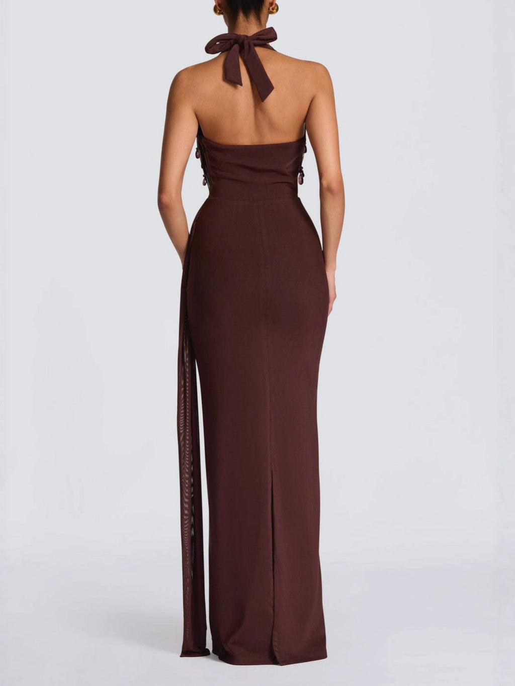 Kleid mit V-Ausschnitt und Rüschenschlitz | LuxeStyle