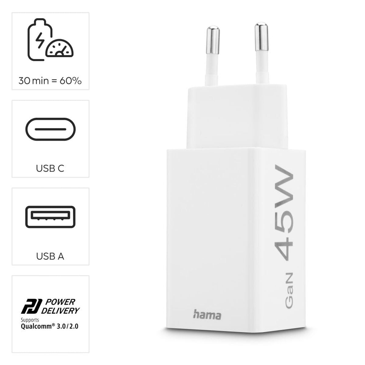 Wandladegerät Hama Weiß 45 W