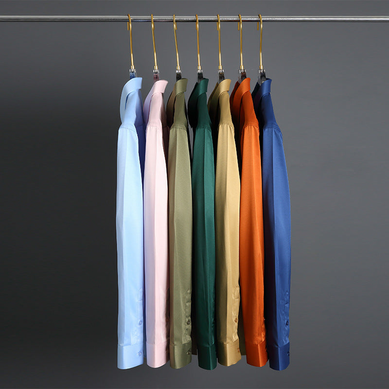 Elastisches Seidenhemd für Herren, langärmlig – Bild 7 | LuxeStyle