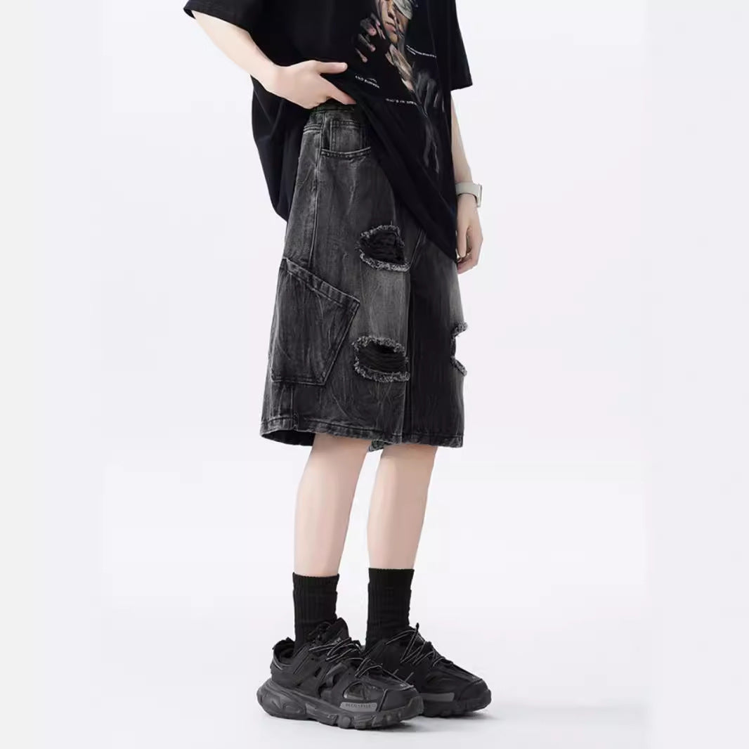 Vintage Ripped Denim Shorts für Herren