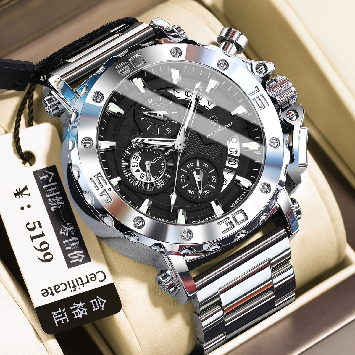 Quarz-Uhr wasserdicht, leuchtend, multifunktional für Herren – Bild 4 | LuxeStyle