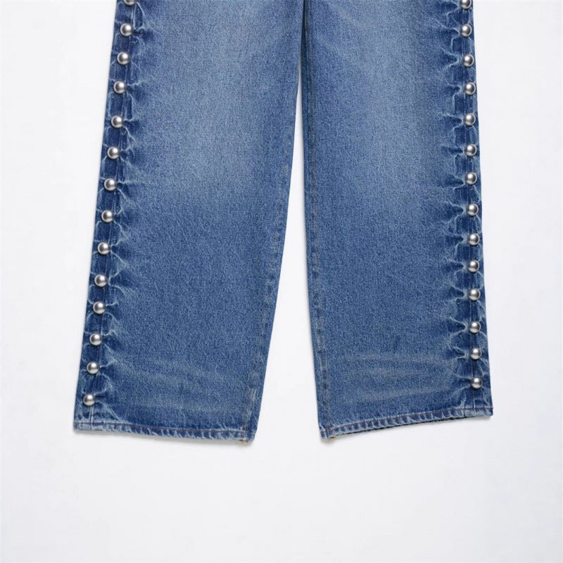Gerade geschnittene Jeans mit Metall-Details
