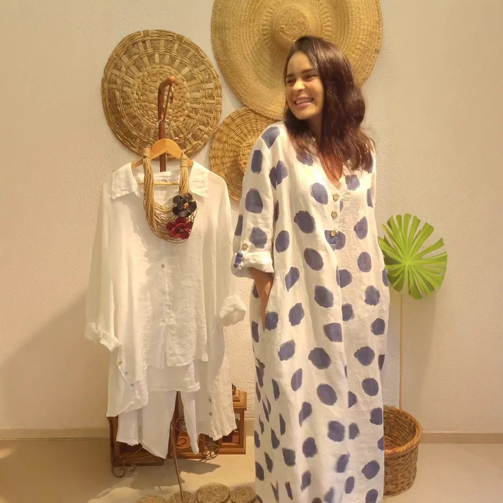 Lässiges Polka-Dot Langarmkleid – Bild 6 | LuxeStyle