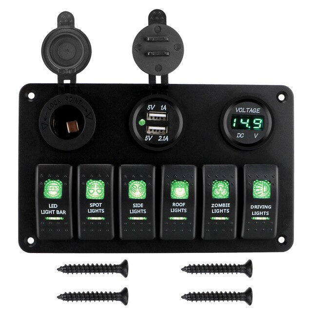 Car-Marine-Schalterpanel 6‑Gang mit LED – Bild 4 | LuxeStyle
