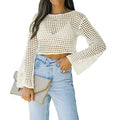 Lockerer Langarm-Pullover mit Rundhals und Häkelspitze – Bild 1 | LuxeStyle
