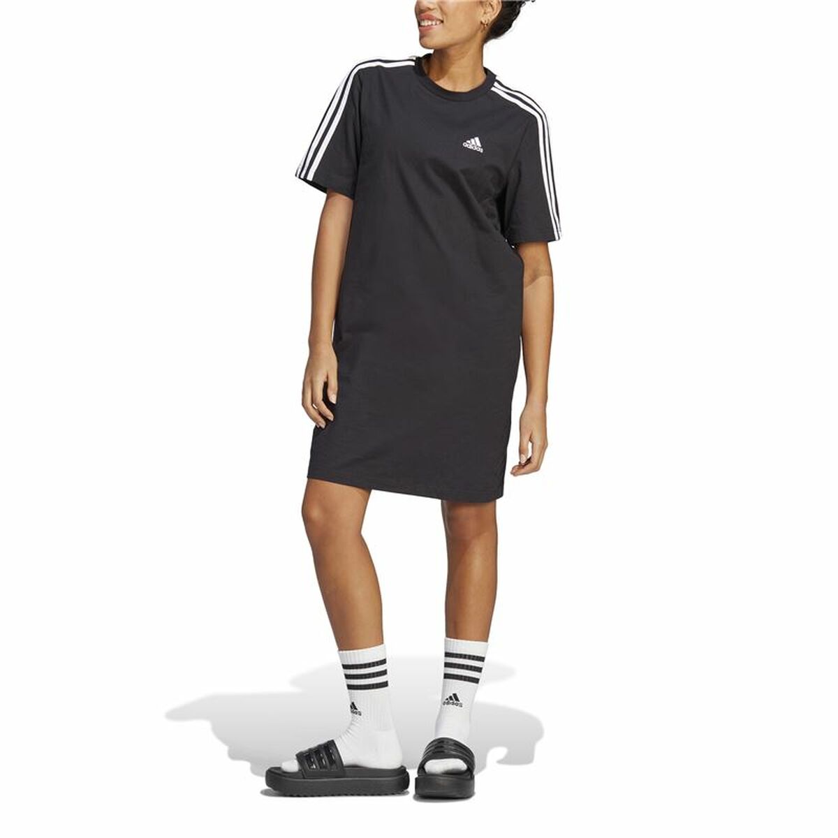 Kleid Adidas 3S Boyfriend Single Schwarz