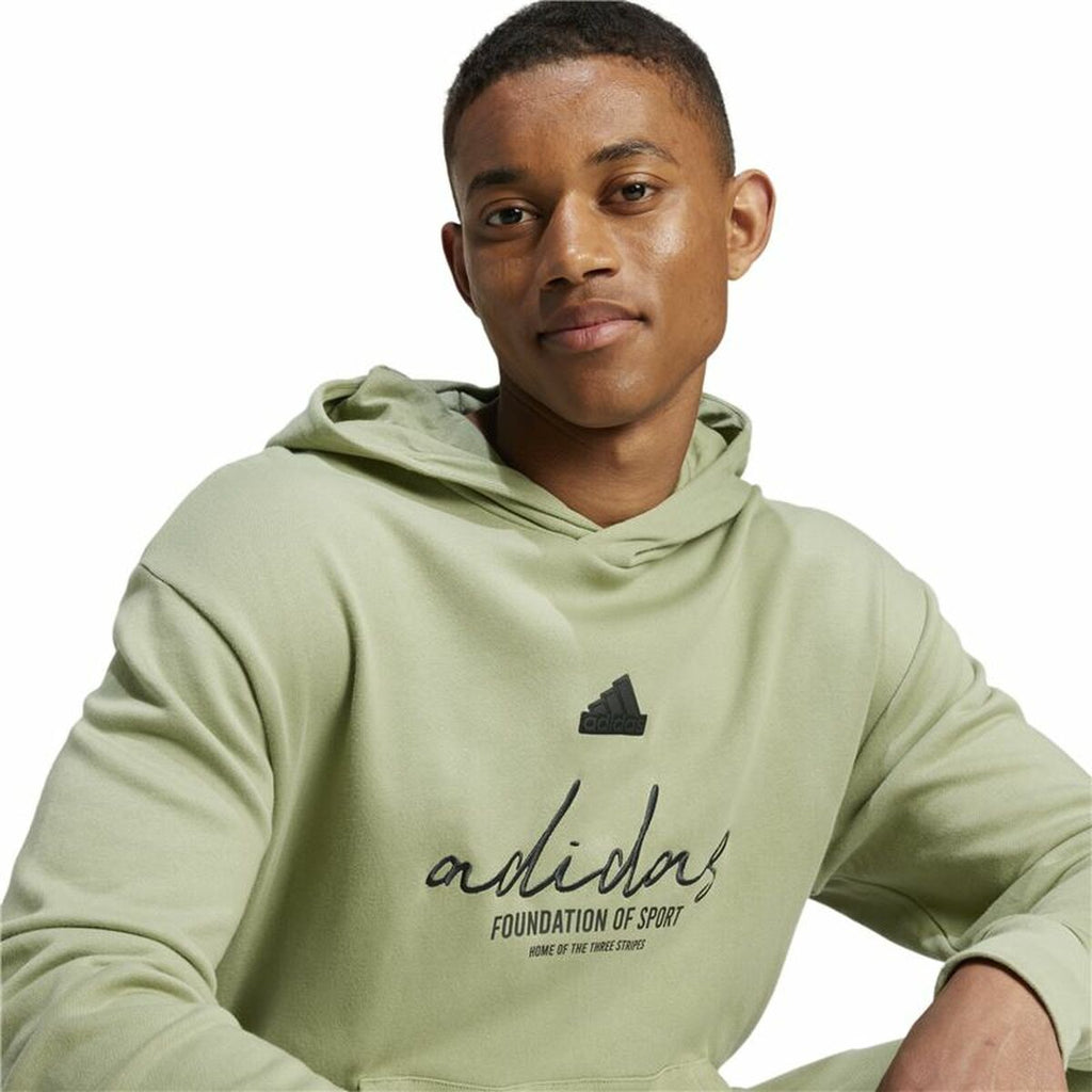 Herren Sweater mit Kapuze Adidas Brand Love French Terry Hoodie grün – LuxeStyle Schweiz