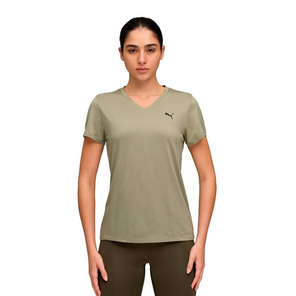 Damen Kurzarm-T-Shirt Puma Essentialsential Vnec Fitness