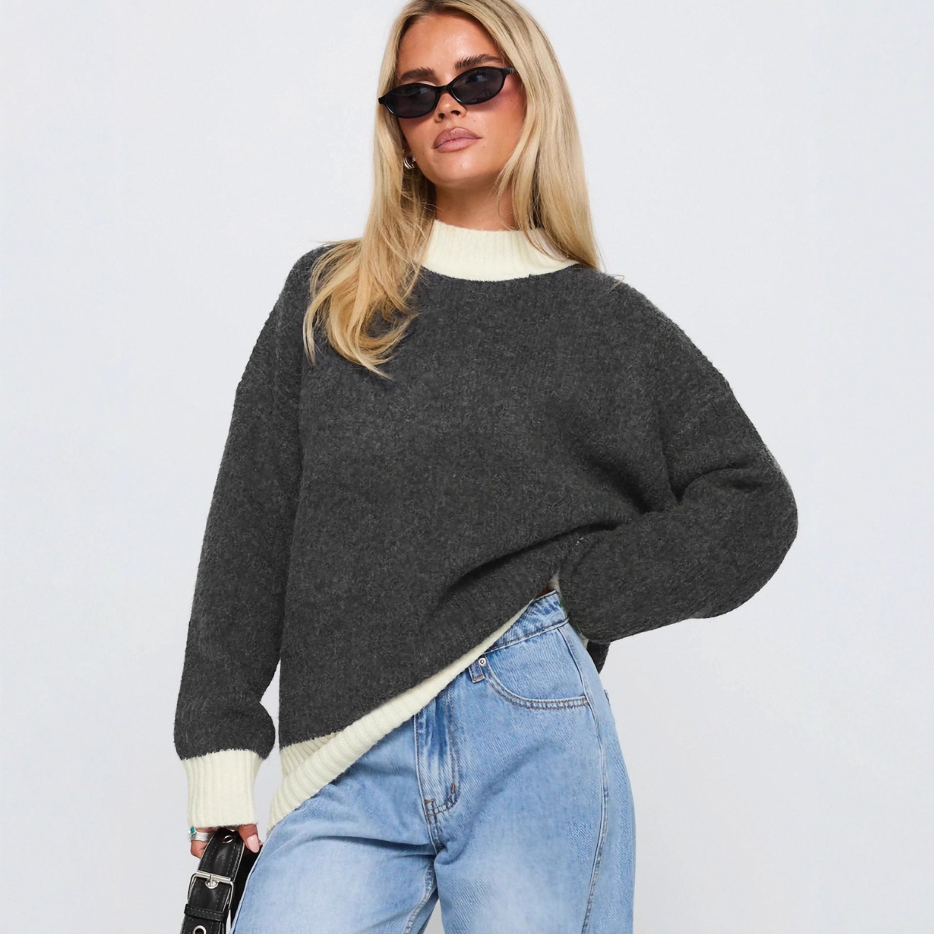 Color-Block Pullover mit Rundhals – Ansicht 3
