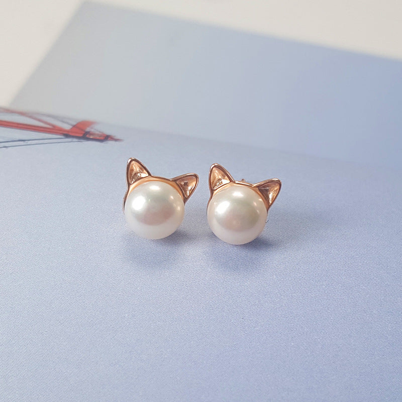 925 Sterling Silber Ohrstecker mit natürlichen Süßwasserperlen und Kat