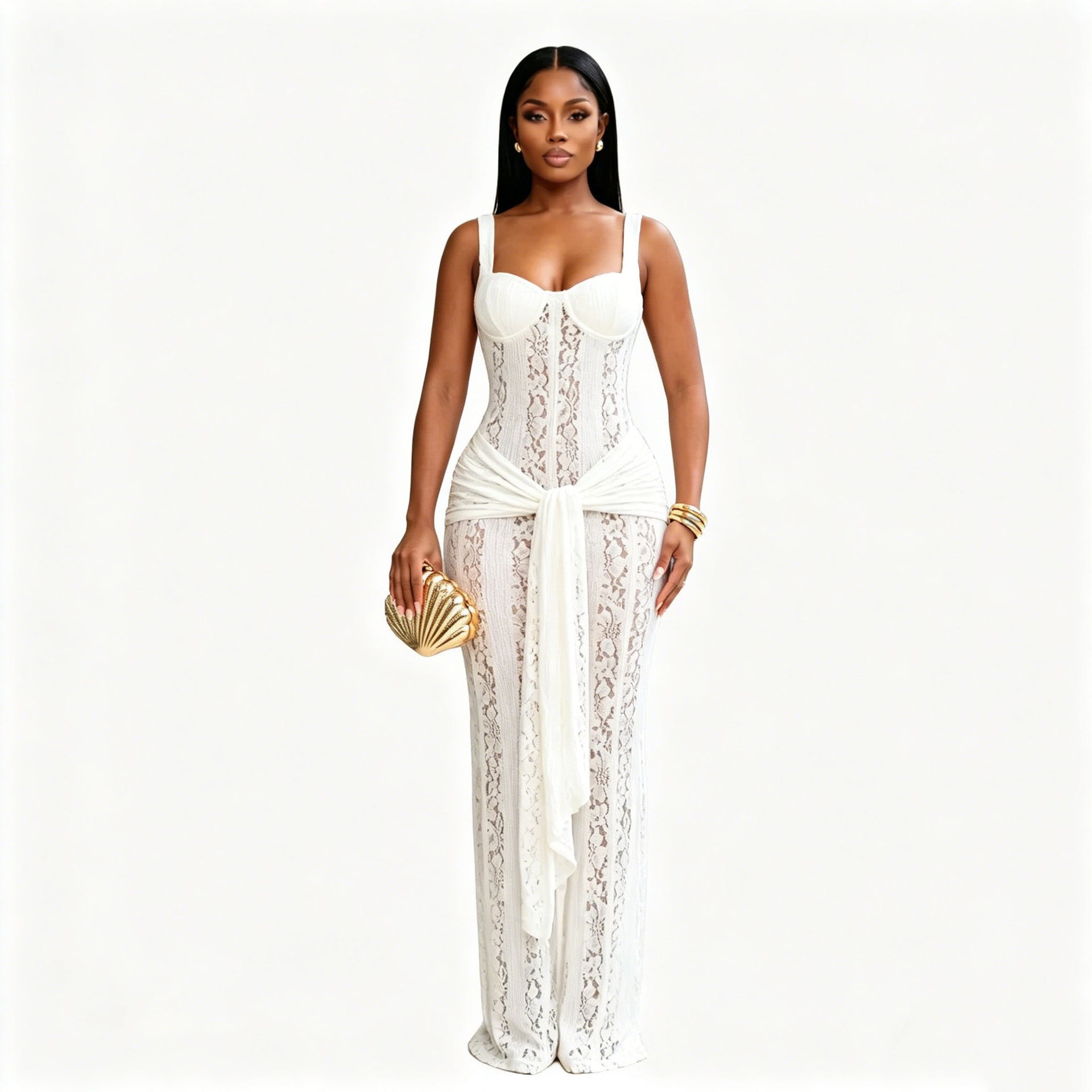 Spitzenkleid «Hollow-out Strap»