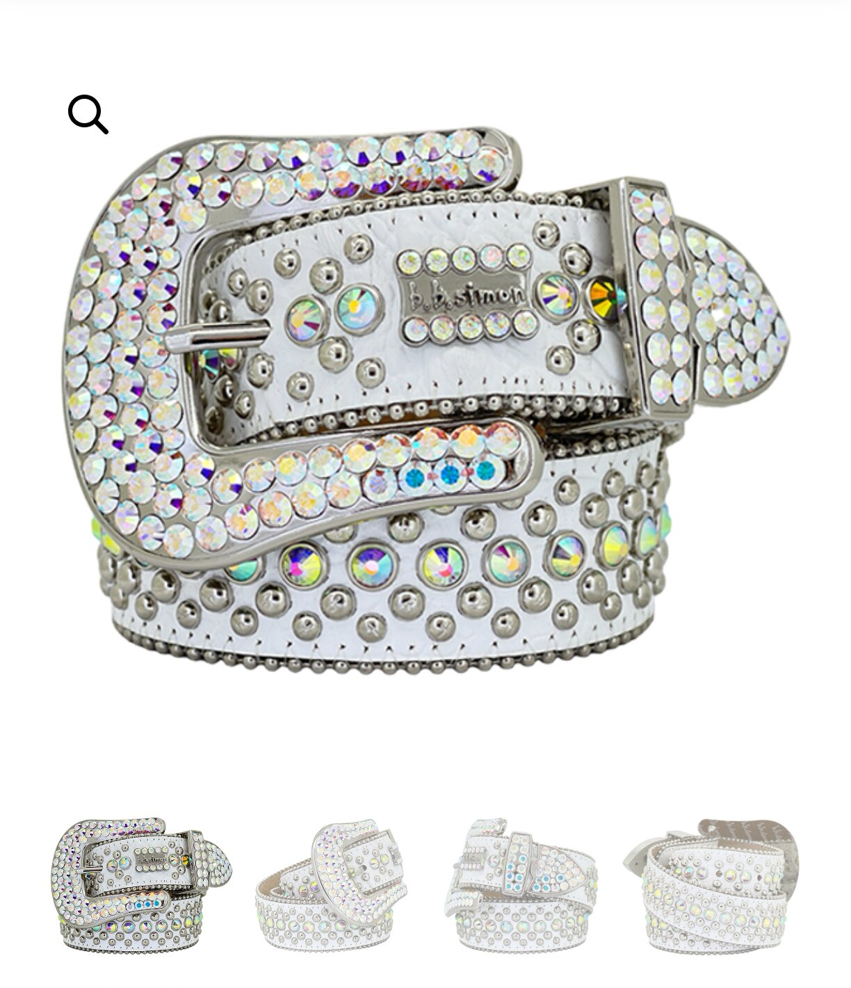 Rhinestone-Gürtel aus Vollnarbenleder