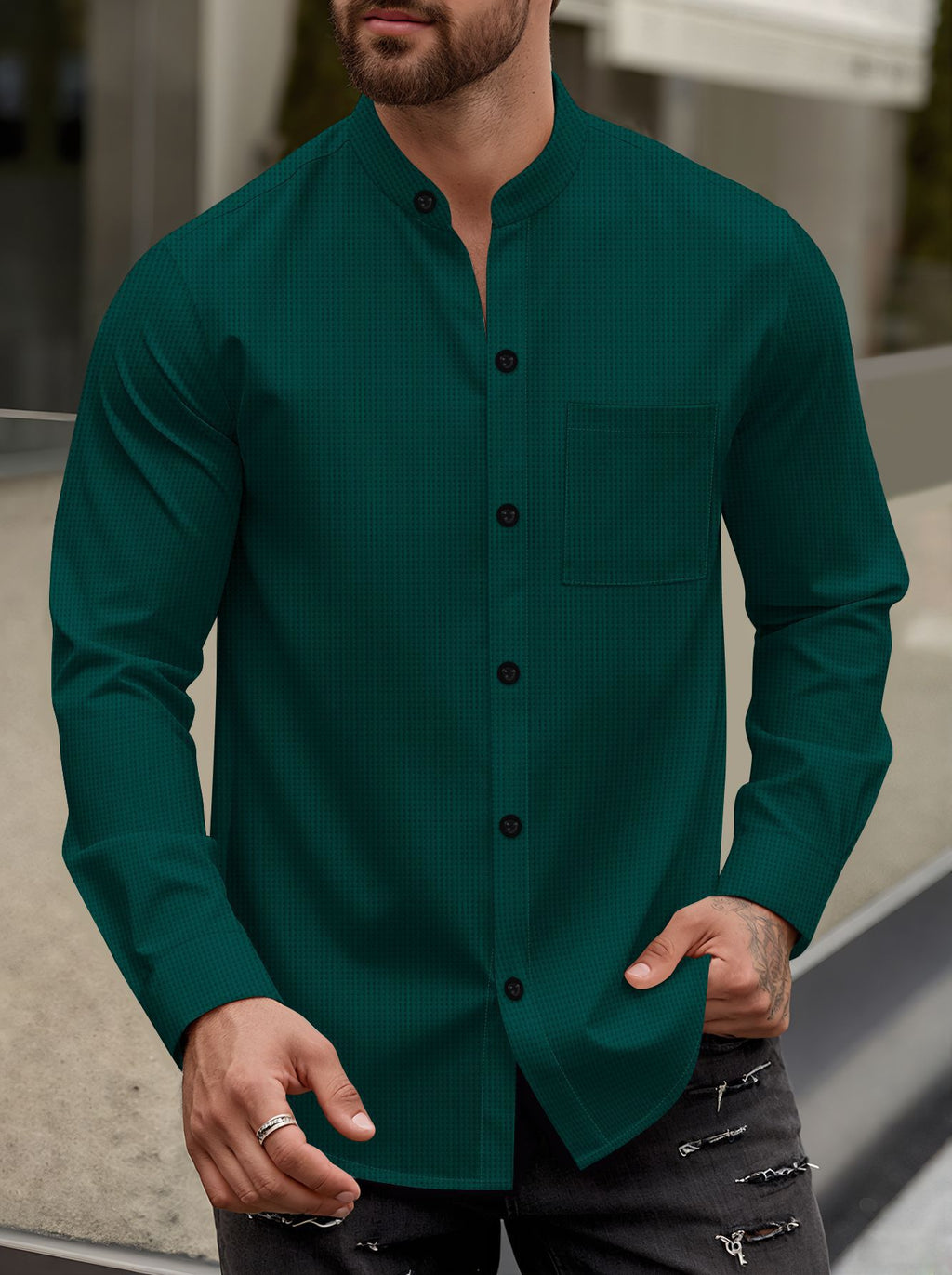 Herren Cardigan mit Stehkragen und langen Ärmeln – Bild 4 | LuxeStyle