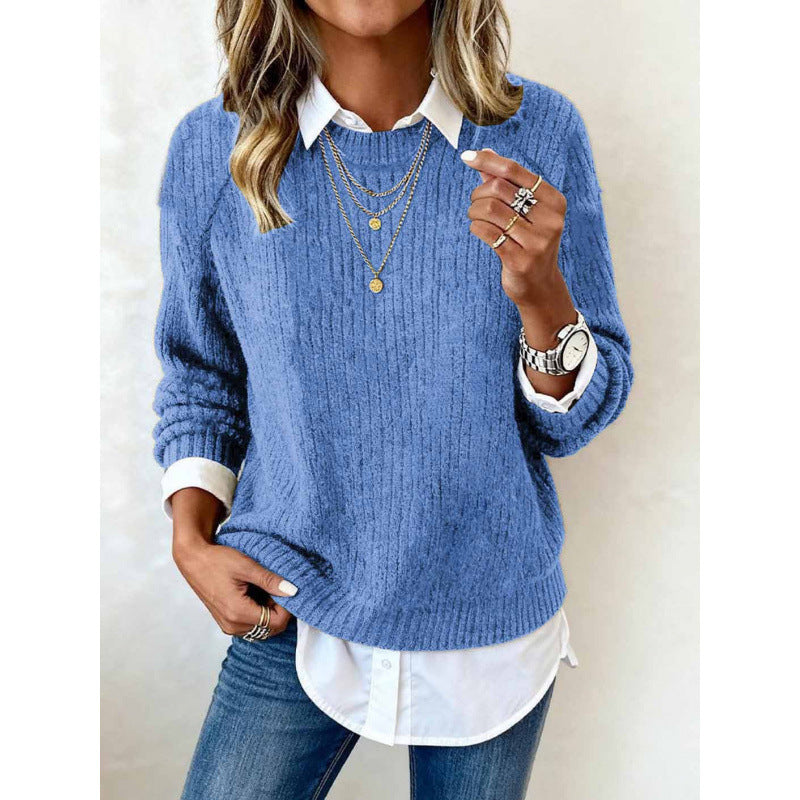 Freizeit-Pullover mit Rundhals und langen Ärmeln