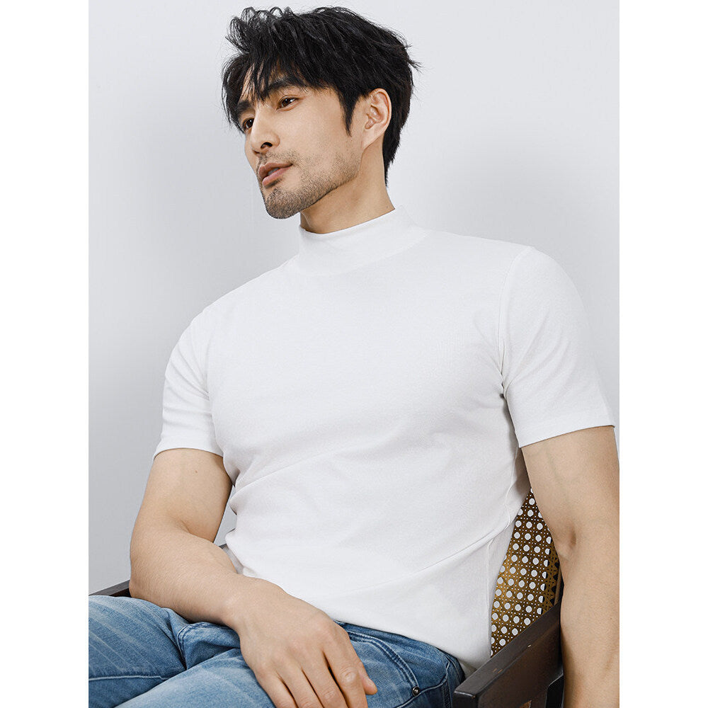 Herren Kurzarm-Basisschicht-Shirt Einfarbig, Slim Fit