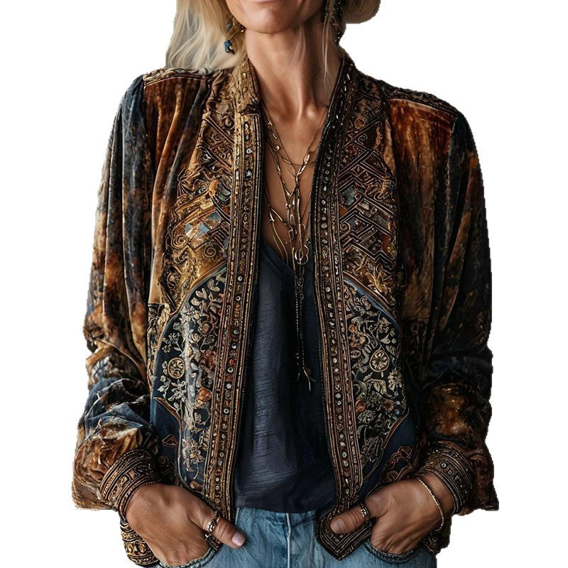 Bohemian Cardigan mit Langarm und Geometermuster