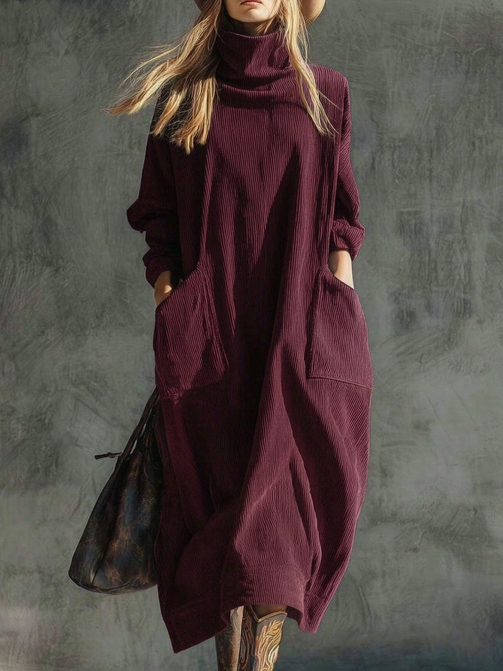 Kord-Kleid mit A-Linie und Taschen – Bild 6 | LuxeStyle