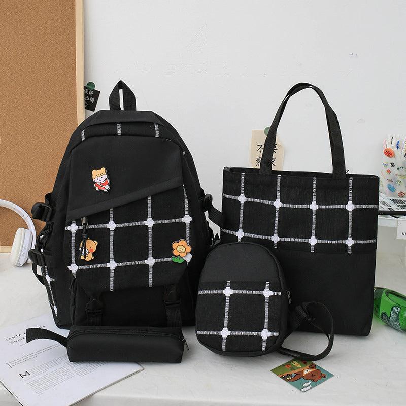 Karierter Rucksack im koreanischen Stil