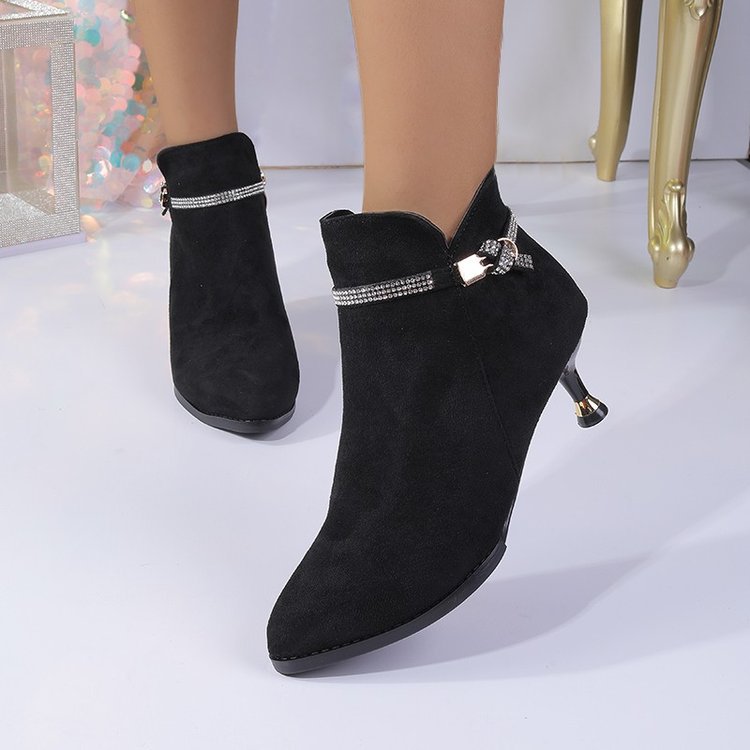 Spitze Stiletto-Booties mit Fleece-Futter