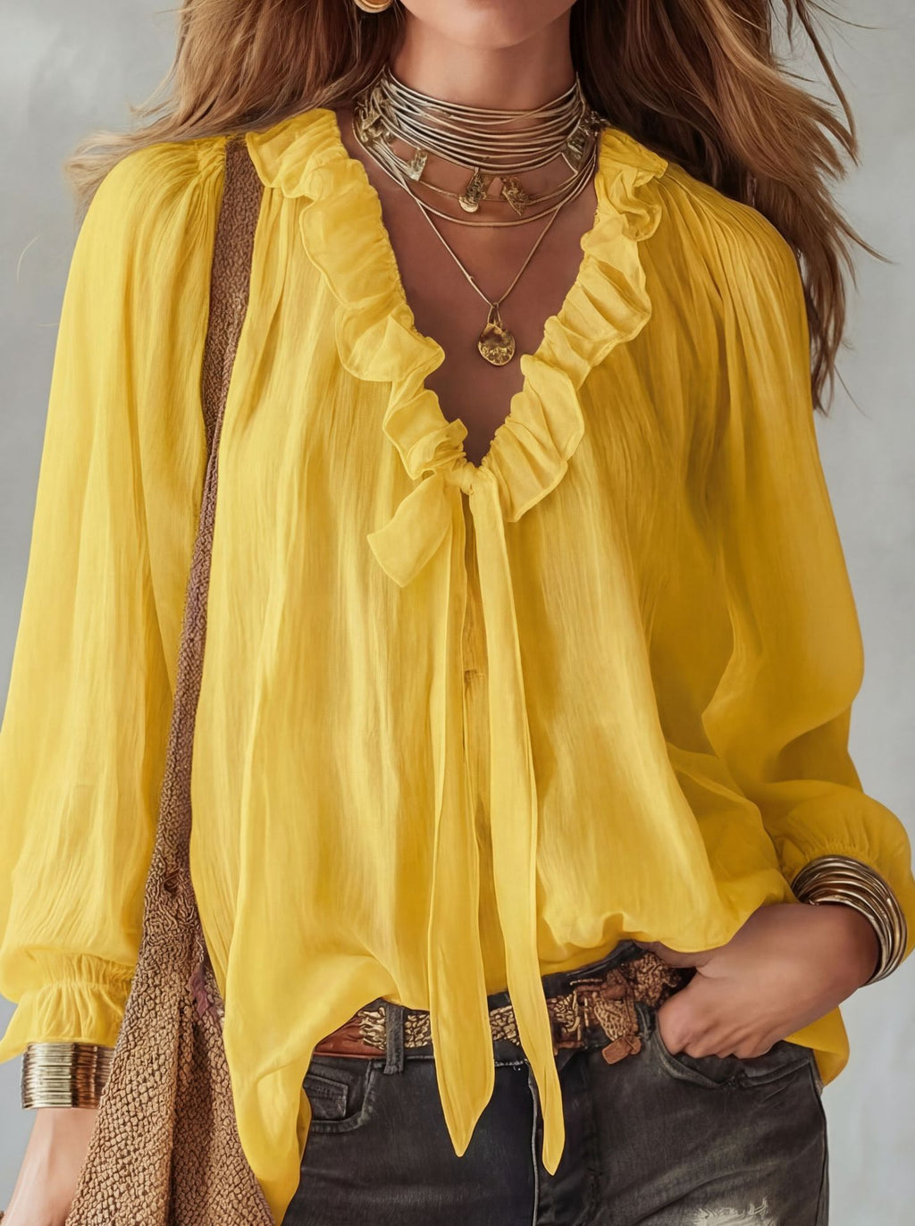 Lockeres V-Neck-Shirt – Bild 4 | LuxeStyle