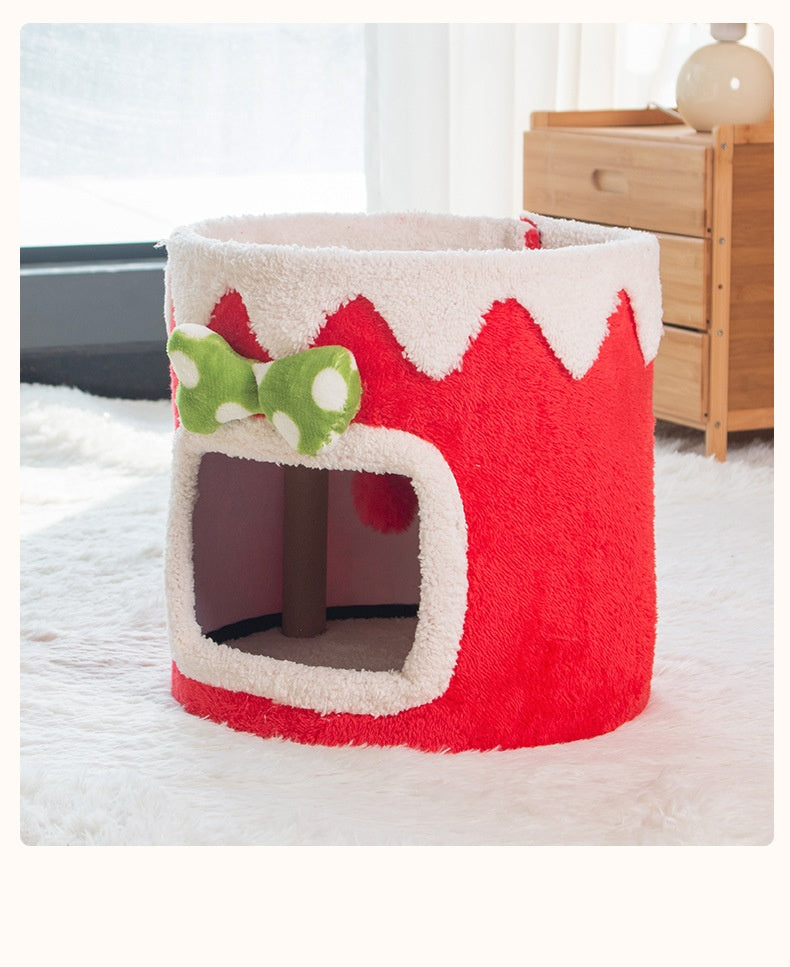 Doppellagiges Katzenbett mit Kletterrahmen