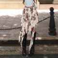 Asymmetrischer Maxirock mit Blumenprint