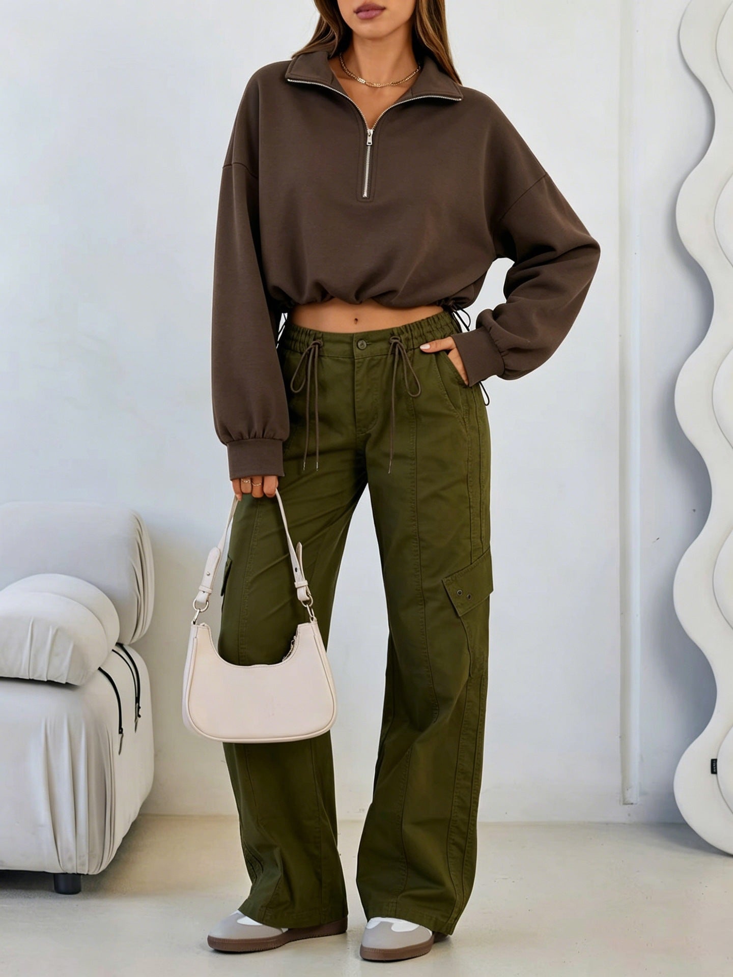 Kapuzenpullover mit Kordelzug und Reissverschluss