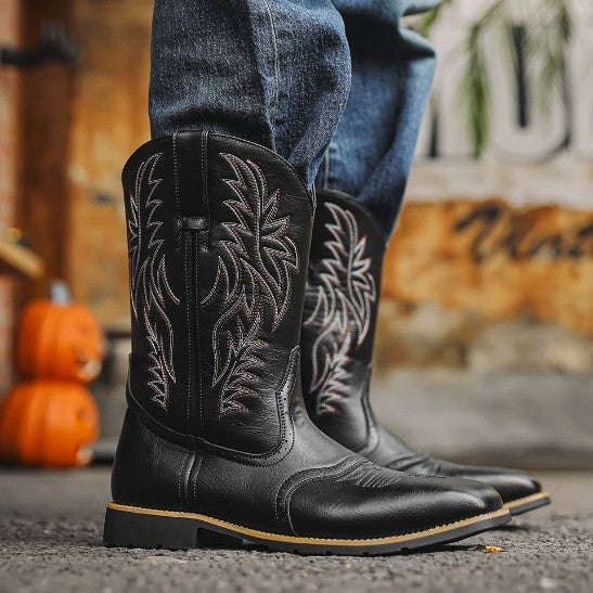 Herren Leder Boots mit Hufeisenabsatz