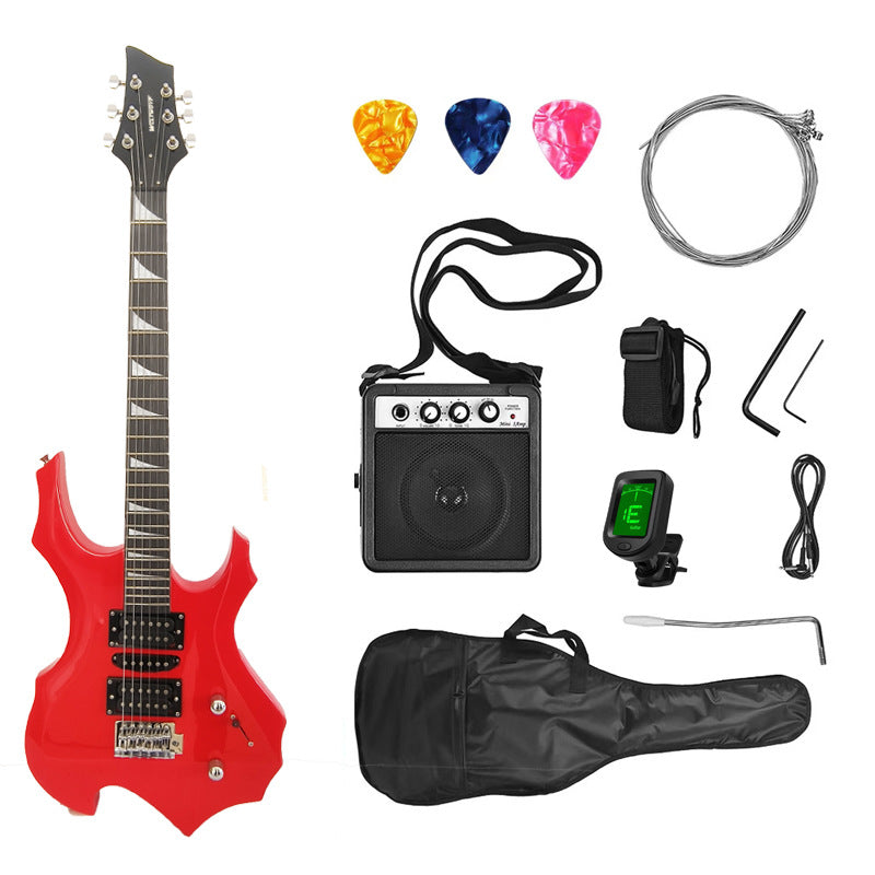 E-Gitarre mit 24 Bünden und Flammen-Design