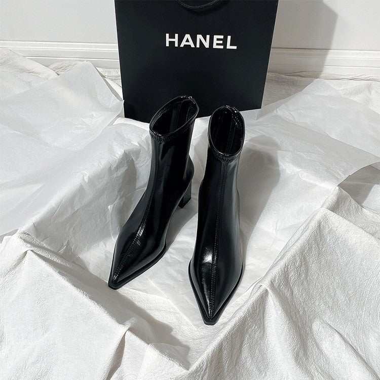Retro-Ankle-Boots aus weichem Leder mit Reissverschluss