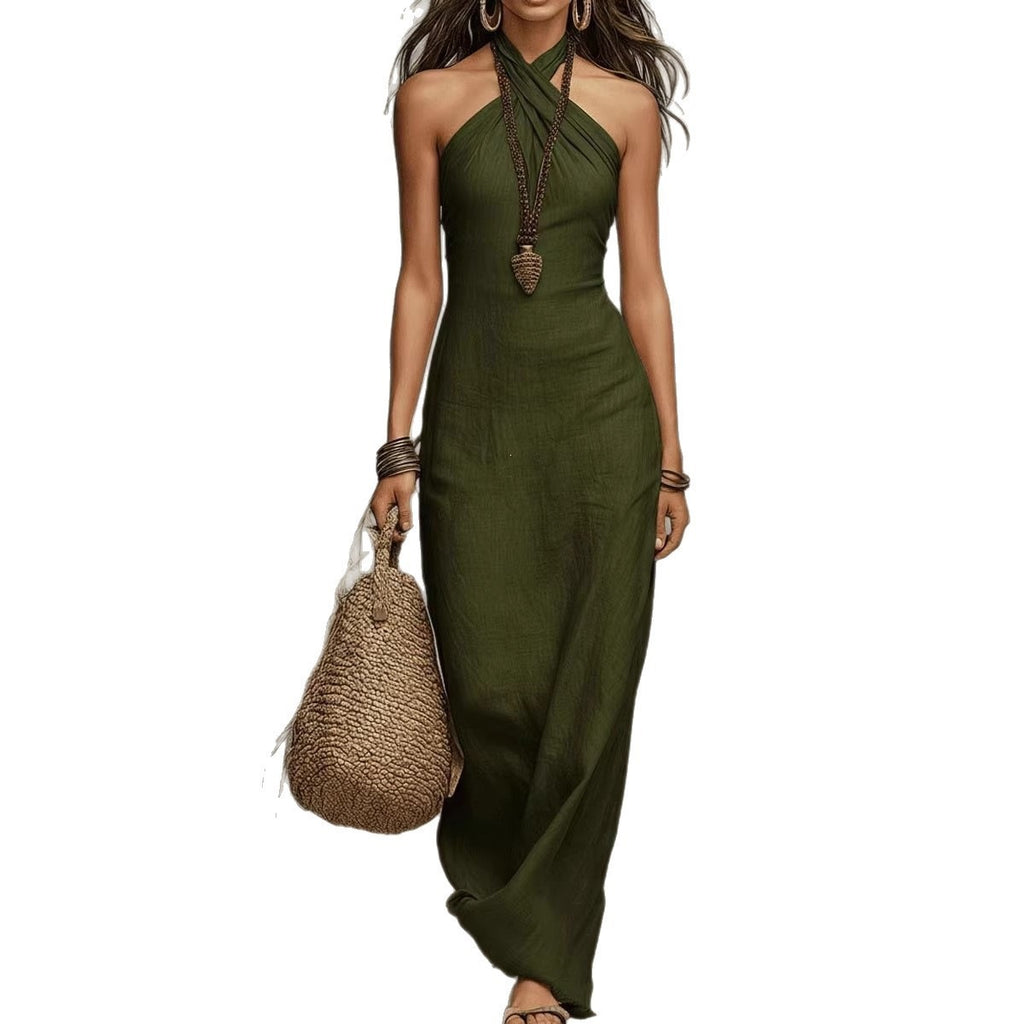 Elegantes Neckholder Maxi-Kleid