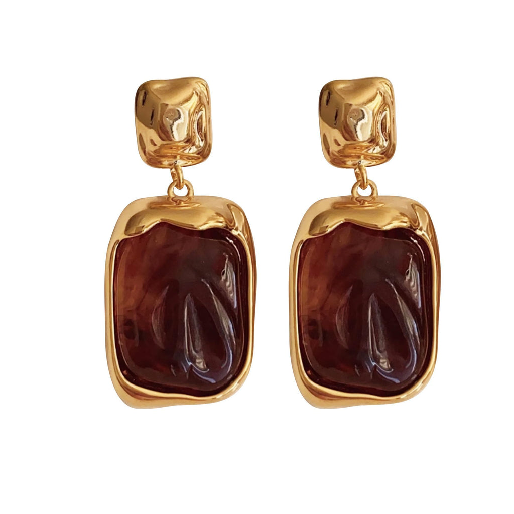 Acryl-Ohrringe «Ambre» · Karamell-Ton, Statement