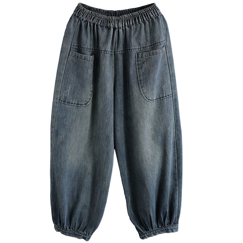 Loose Fit Cropped Jeans im Korean Style