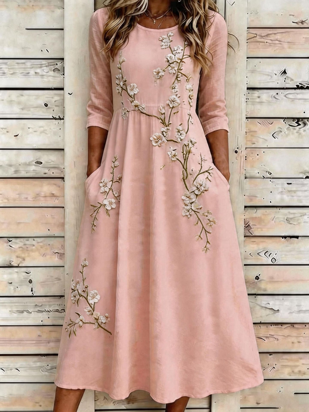 3/4-Arm Langarmkleid mit Taschen – Bild 6 | LuxeStyle